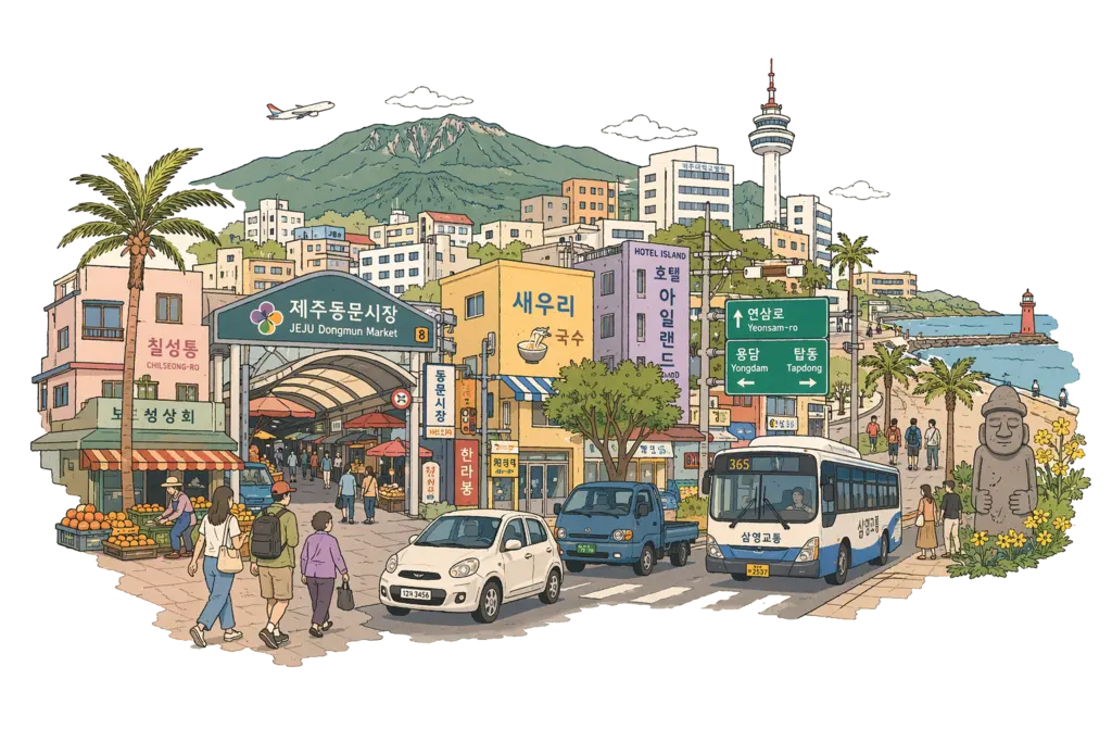 Jeju City의 에디토리얼 일러스트