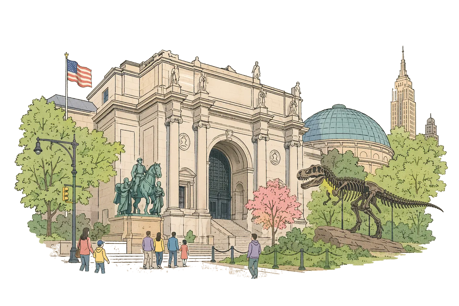 Editorial illustration of American Museum of Natural History