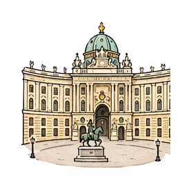 Hand-drawn illustration of Hofburg