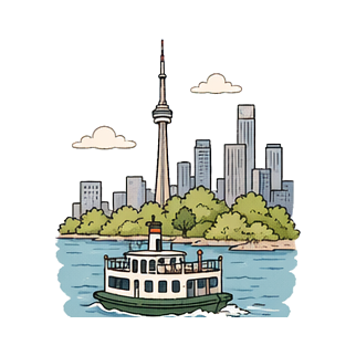 Hand-drawn illustration of Toronto Islands