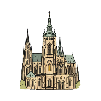 Hand-drawn illustration of Katedra św. Wita