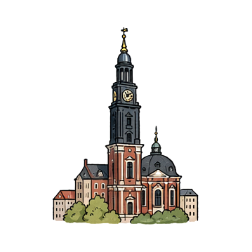 Hand-drawn illustration of Skt. Michaelis Kirke