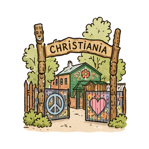 Hand-drawn illustration of Christiania