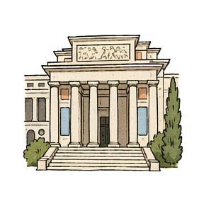 Hand-drawn illustration of Museo del Prado