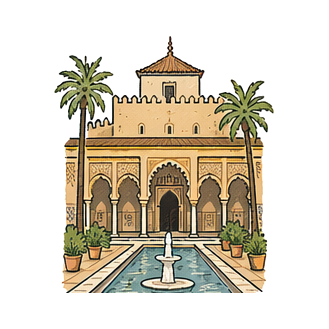 Hand-drawn illustration of Alcázar de Sevilla