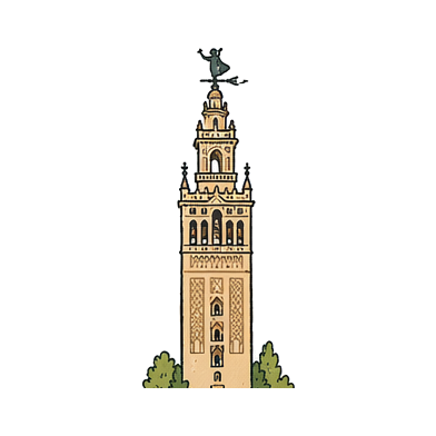 Hand-drawn illustration of Giralda