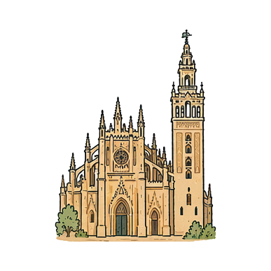 Hand-drawn illustration of Catedral de Sevilla