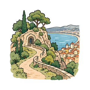 Hand-drawn illustration of Colline du Château