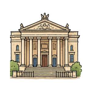 Hand-drawn illustration of Birmingham Museum and Art Gallery