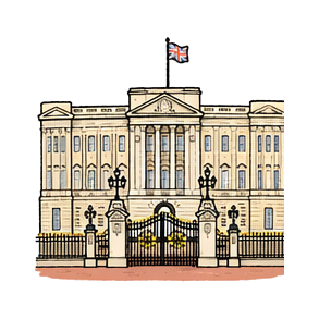 Hand-drawn illustration of Buckingham Palace