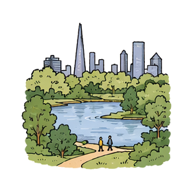 Hand-drawn illustration of Hyde Park