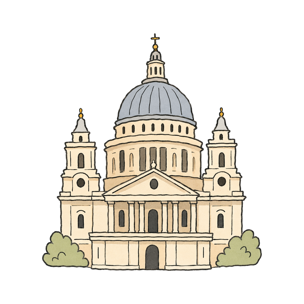 Hand-drawn illustration of St Paul's Cathedral
