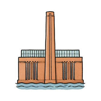Hand-drawn illustration of Tate Modern