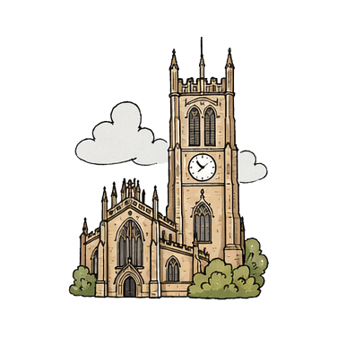 Hand-drawn illustration of Manchester Cathedral