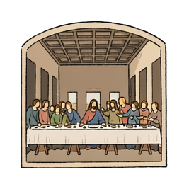 Hand-drawn illustration of Last Supper Santa Maria delle Grazie