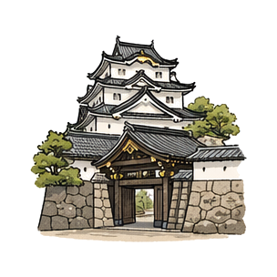 Hand-drawn illustration of 二条城