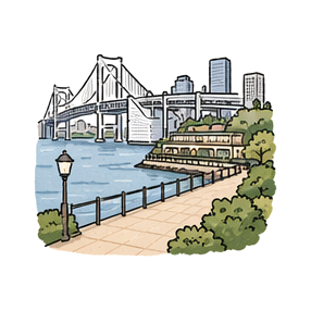 Hand-drawn illustration of Odaiba