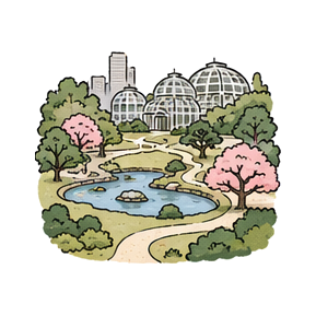 Hand-drawn illustration of Shinjuku Gyoen