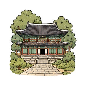 Hand-drawn illustration of 창덕궁