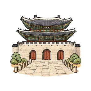 Hand-drawn illustration of 경복궁