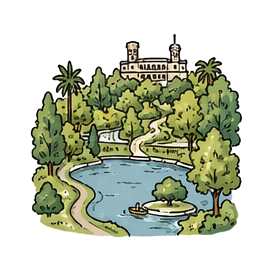 Hand-drawn illustration of Parque Chapultepec