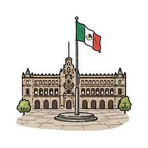 Hand-drawn illustration of Zócalo