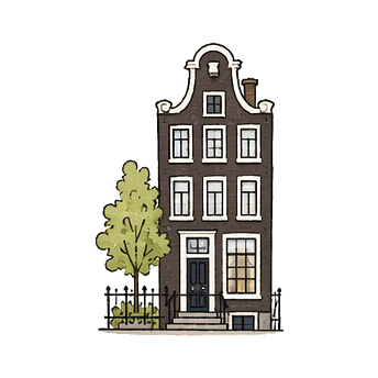 Hand-drawn illustration of Anne Frank Huis
