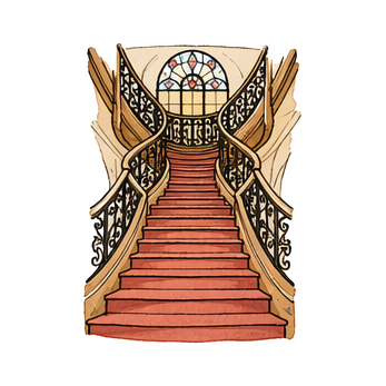 Hand-drawn illustration of Livraria Lello