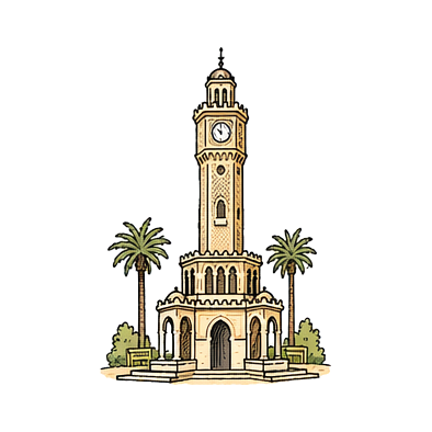 Hand-drawn illustration of Saat Kulesi