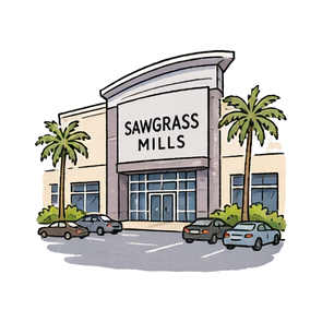 Hand-drawn illustration of Sawgrass Mills