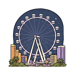 Hand-drawn illustration of High Roller Observation Wheel