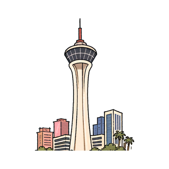 Hand-drawn illustration of Stratosphere Tower