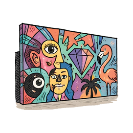 Hand-drawn illustration of Wynwood Walls