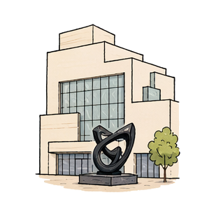 Hand-drawn illustration of Museum of Modern Art