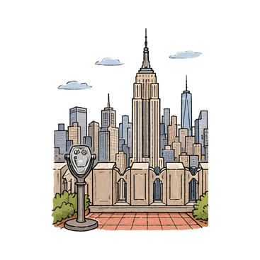 Hand-drawn illustration of Top of the Rock